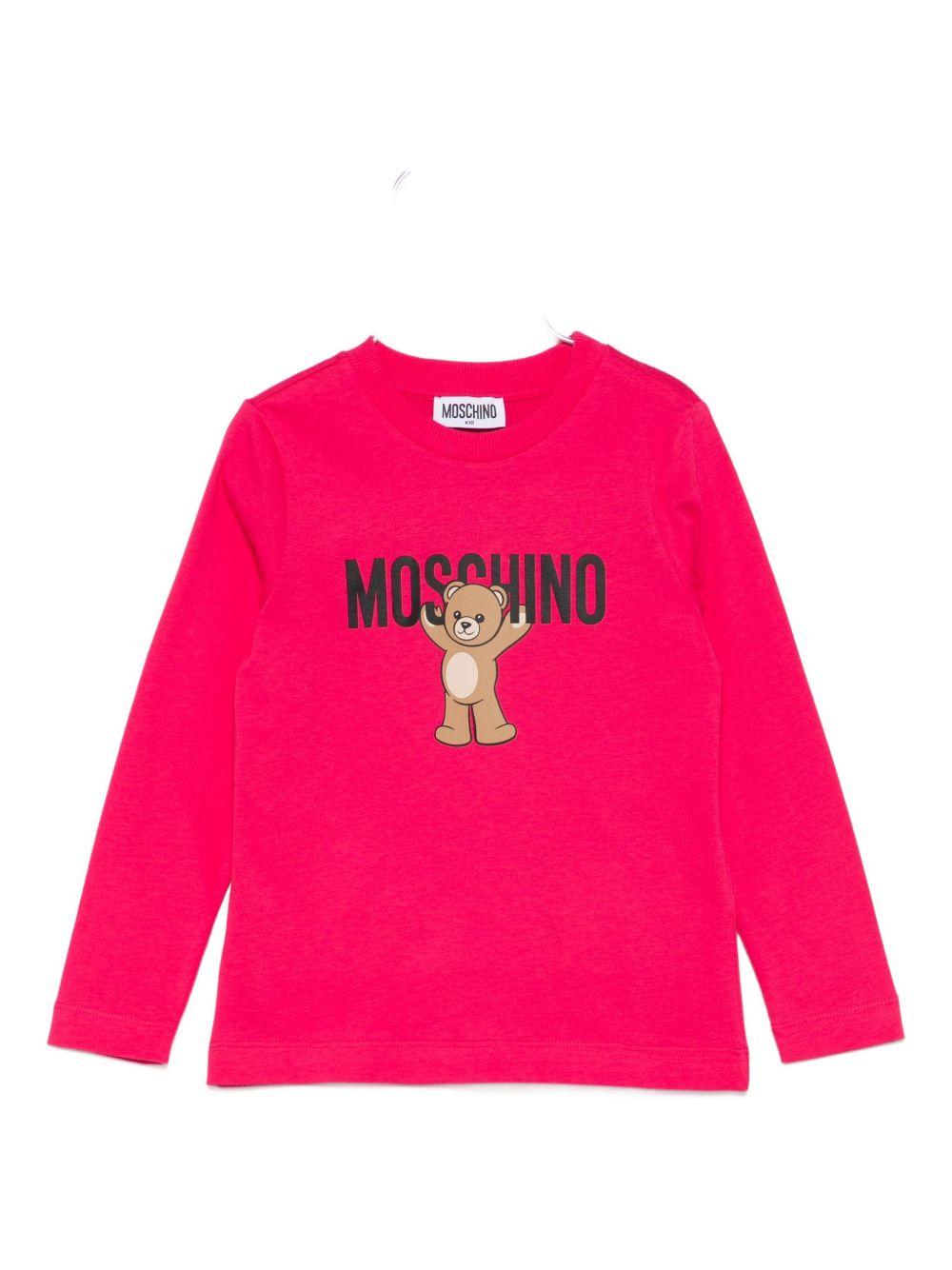 T-shirt per bambina Moschino Kids fucsia con stampa Teddy Bear - Rubino Kids