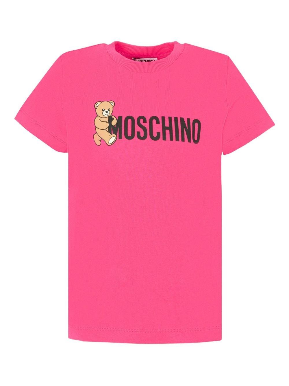 T-shirt per bambina Moschino Kids fucsia con stampa Teddy Bear - Rubino Kids