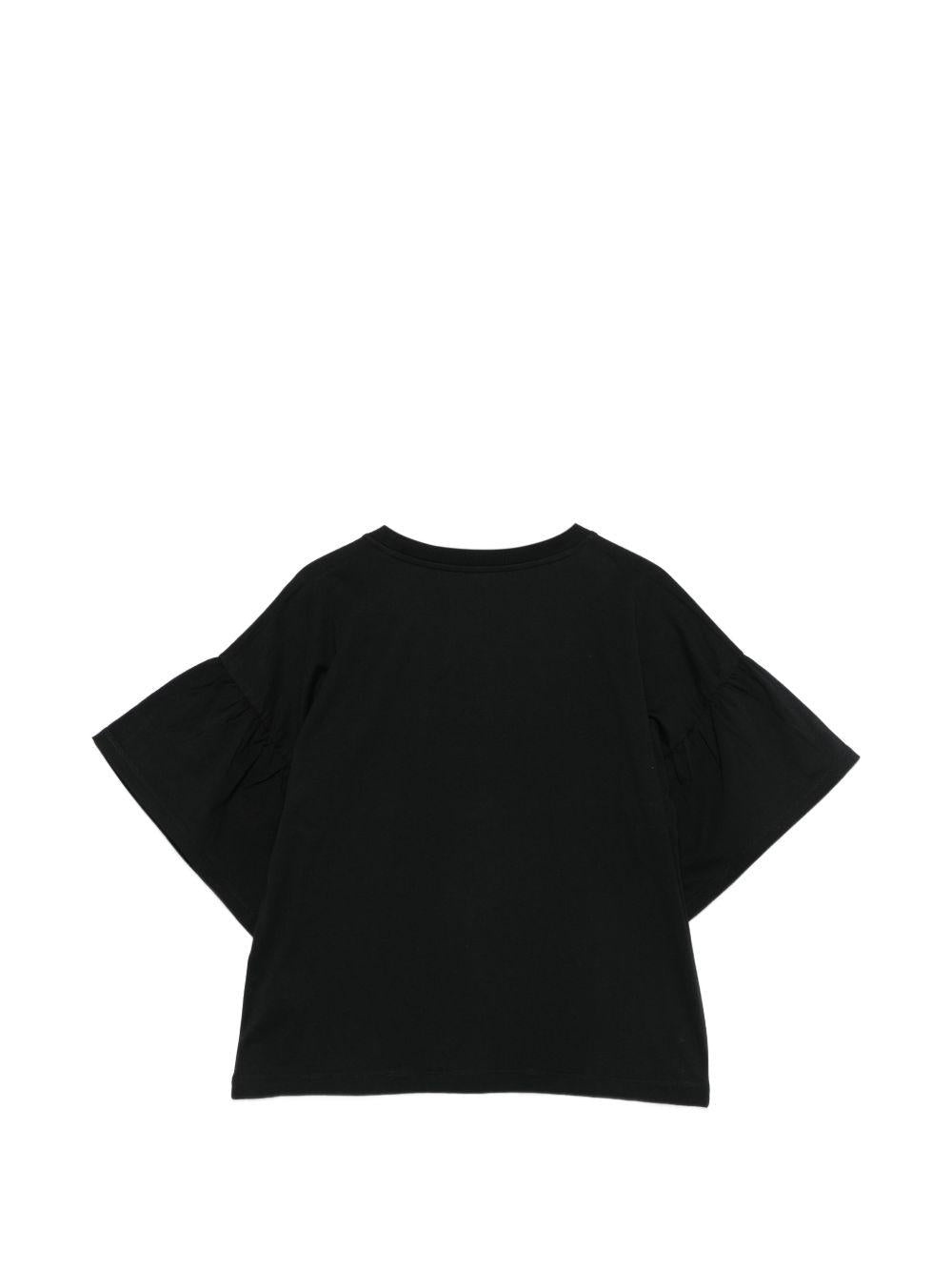 T-shirt per bambina Moschino Kids nera con dettaglio Teddy Bear - Rubino Kids