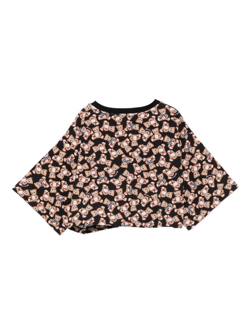 T-shirt per bambina Moschino Kids nera con stampa all - over - Rubino Kids