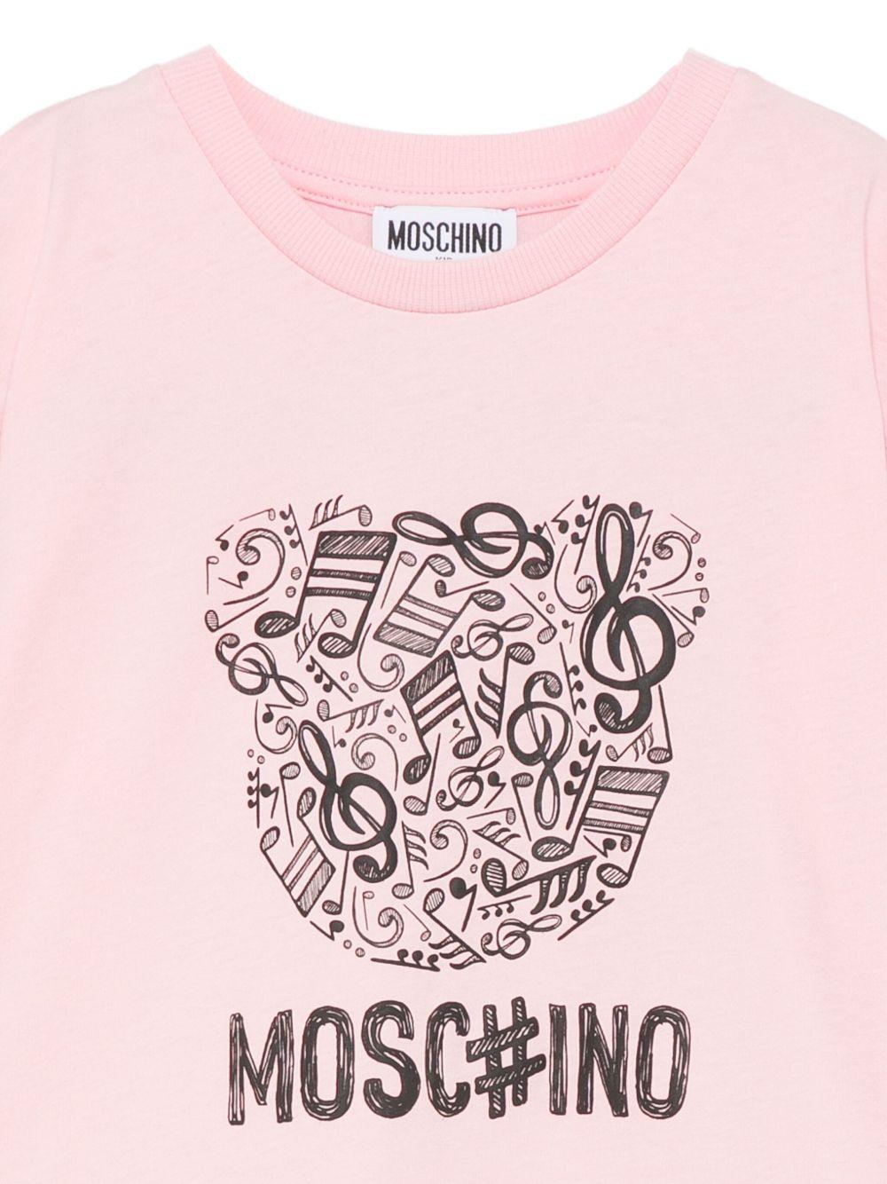 T-shirt per bambina Moschino Kids rosa con stampa grafica - Rubino Kids