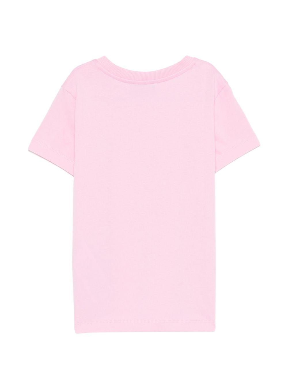 T-shirt per bambina Moschino Kids rosa con stampa Teddy sul davanti - Rubino Kids