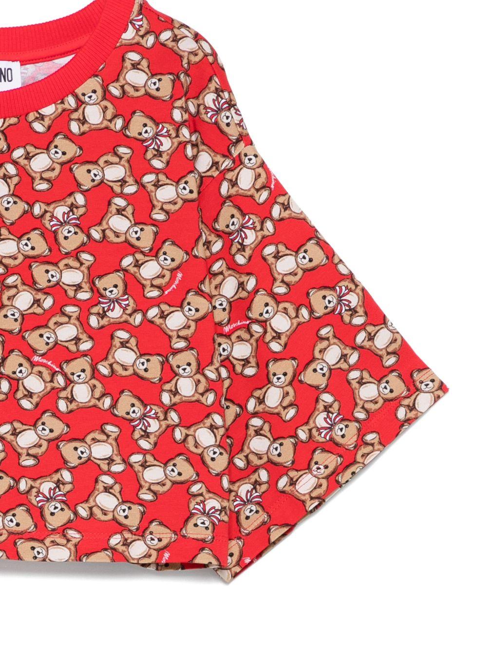 T-shirt per bambina Moschino Kids rosso con stampa all - over - Rubino Kids