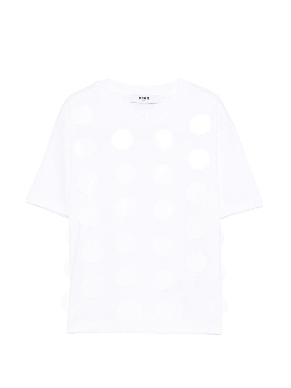 T-shirt per bambina MSGM Kids bianca con applicazioni - Rubino Kids