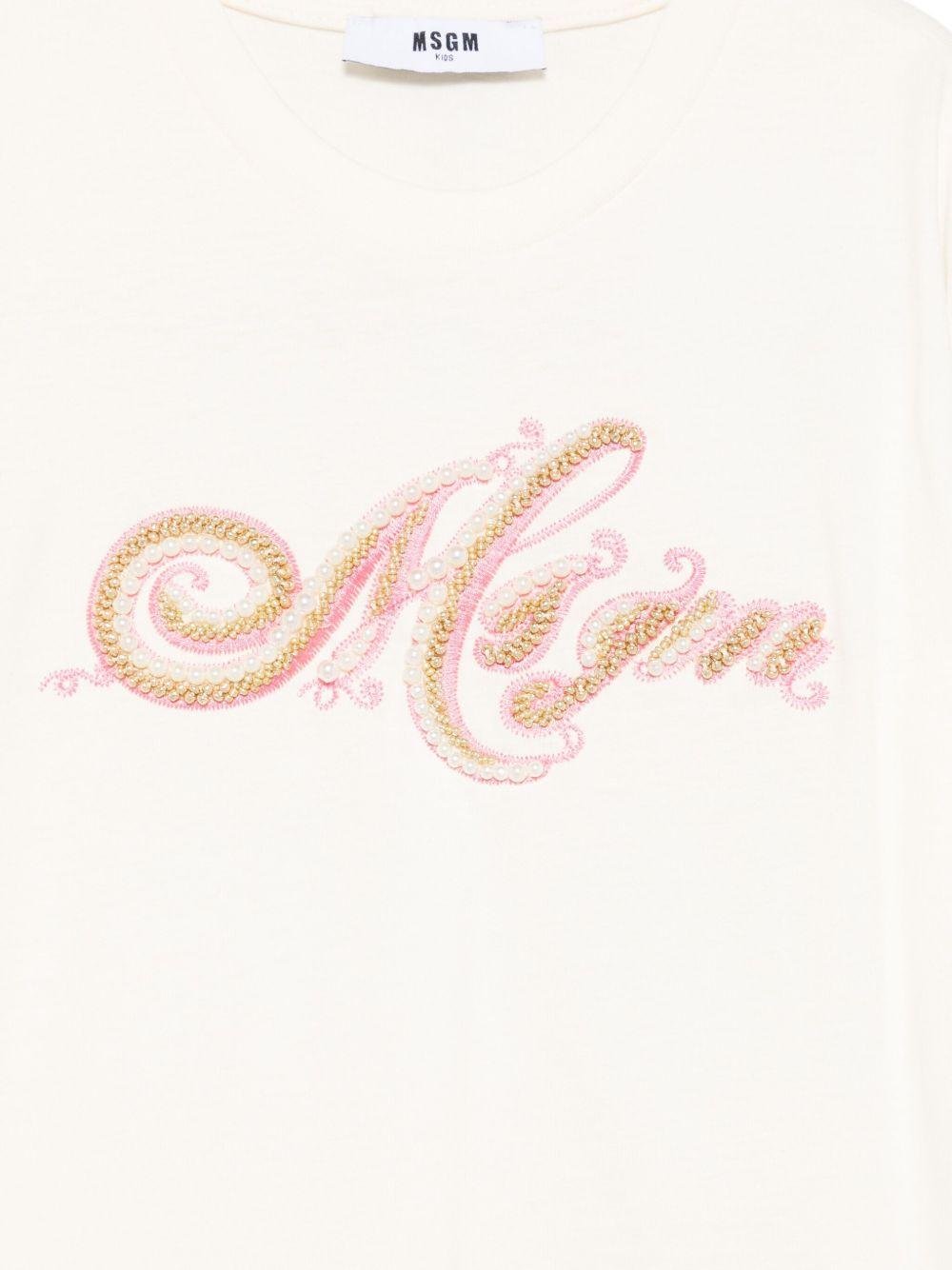 T-shirt per bambina MSGM Kids bianca con logo sul davanti - Rubino Kids
