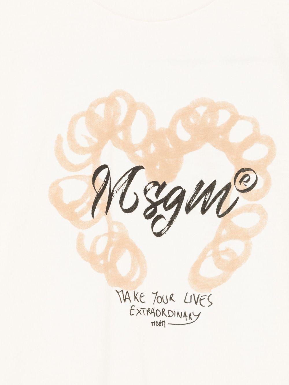 T-shirt per bambina MSGM Kids bianca con logo sul davanti - Rubino Kids