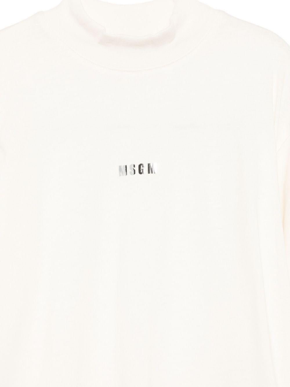 T-shirt per bambina MSGM Kids bianco con logo sul davanti - Rubino Kids