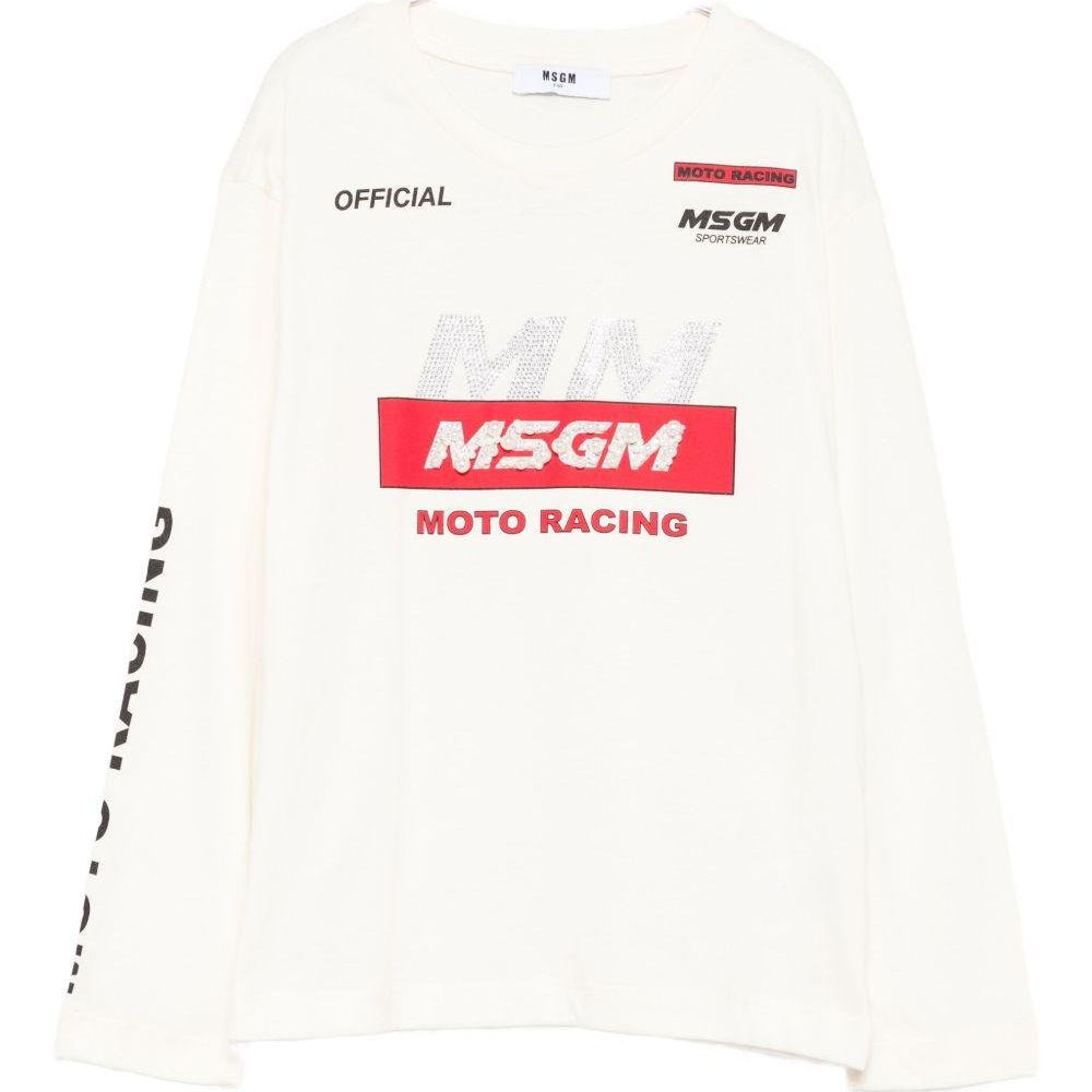 T-shirt per bambina MSGM Kids bianco con logo sul davanti - Rubino Kids