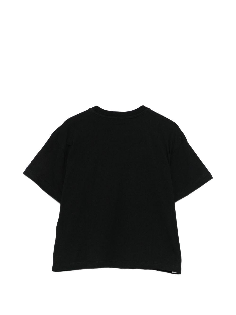 T-shirt per bambina MSGM Kids nera con applicazione logo - Rubino Kids