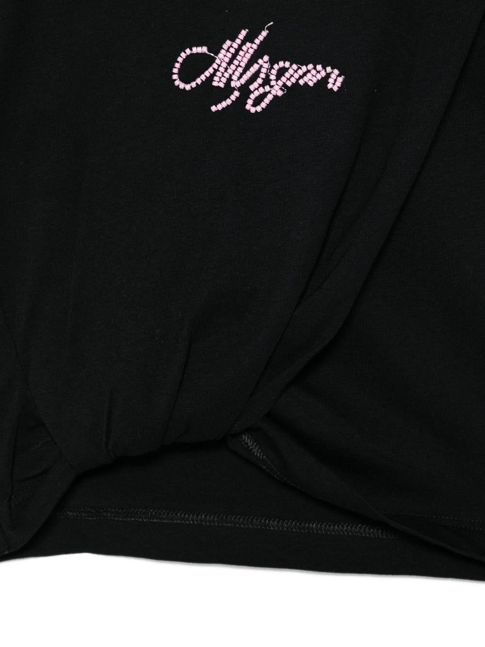 T-shirt per bambina MSGM Kids nera con dettaglio nodo - Rubino Kids
