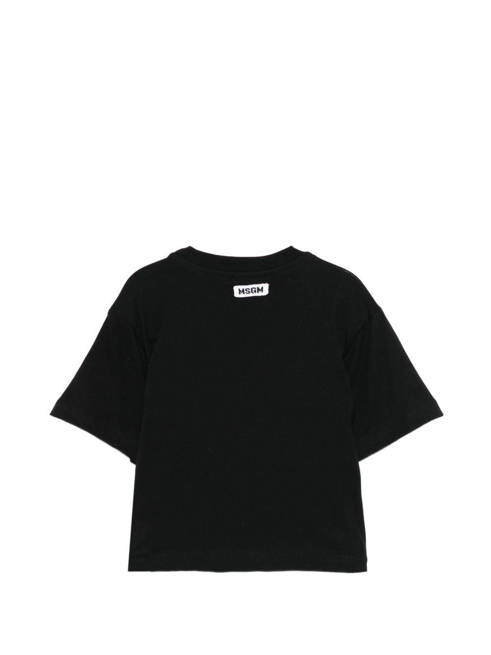 T-shirt per bambina MSGM Kids nera con dettaglio nodo - Rubino Kids