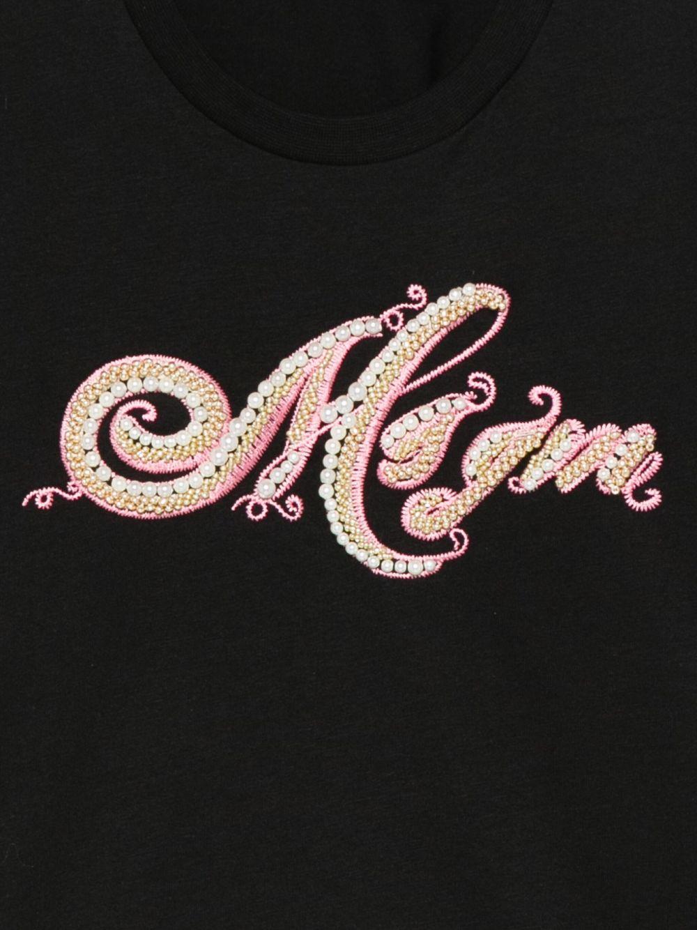 T-shirt per bambina MSGM Kids nera con logo sul davanti - Rubino Kids