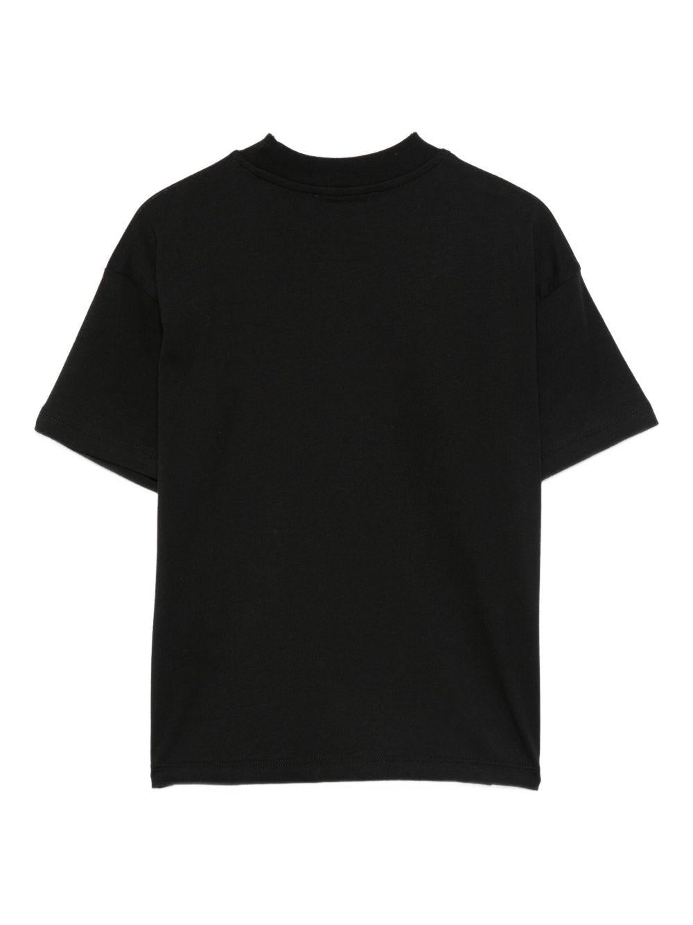 T-shirt per bambina MSGM Kids nera con logo sul davanti - Rubino Kids