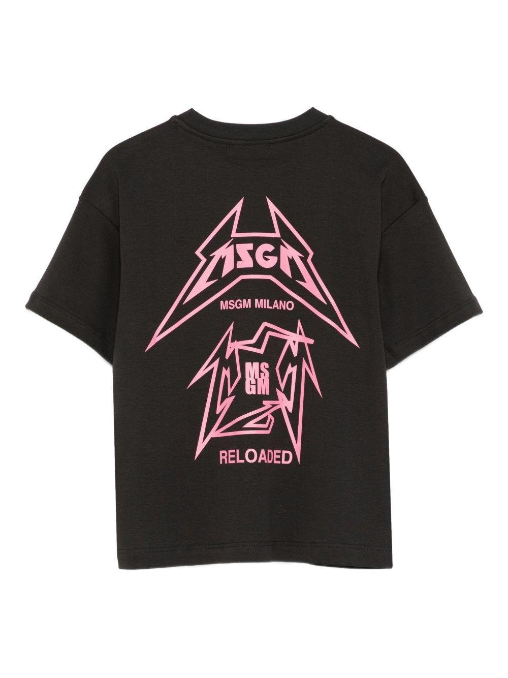 T-shirt per bambina MSGM Kids nera con stampa logo - Rubino Kids