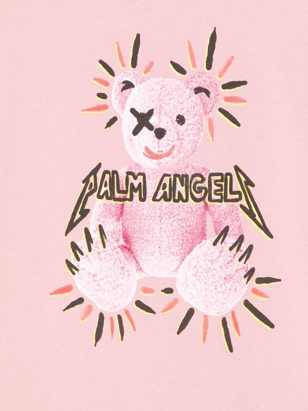 T-shirt per bambina Palm Angels Kids rosa con stampa grafica - Rubino Kids