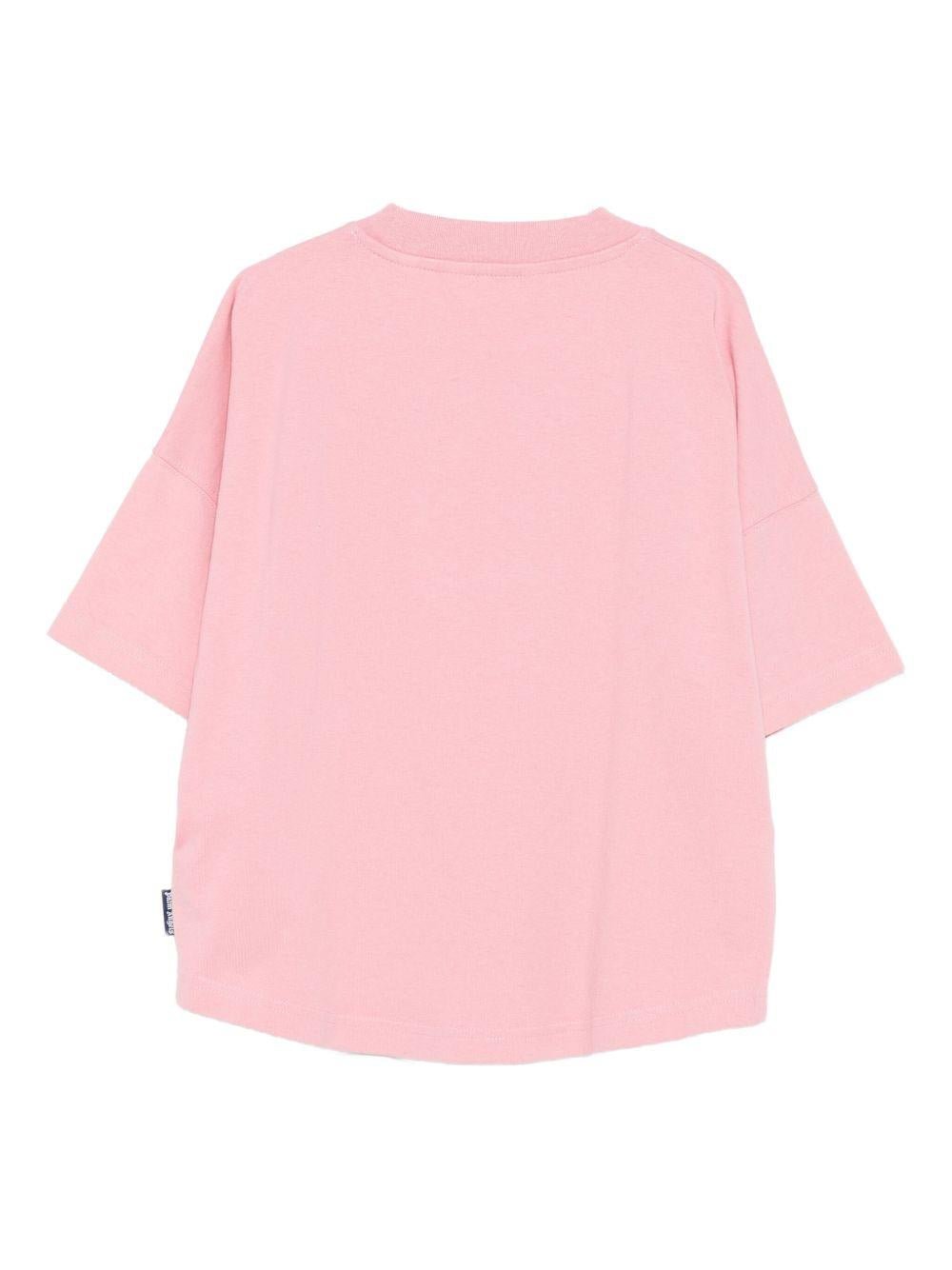 T-shirt per bambina Palm Angels Kids rosa con stampa grafica - Rubino Kids