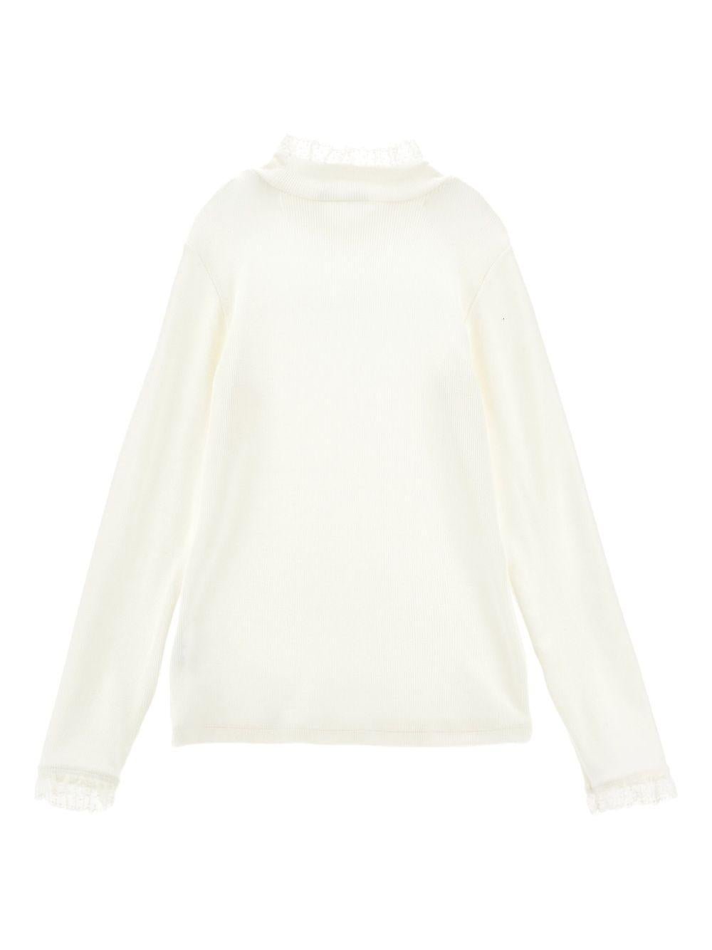 T-shirt per bambina Philosophy Di Lorenzo Serafini Kids bianca con finitura in pizzo - Rubino Kids