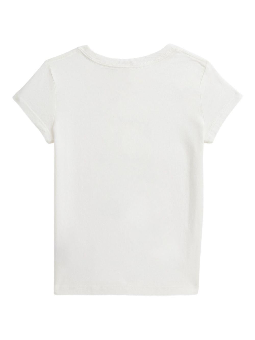 T-shirt per bambina POLO RALPH LAUREN KIDS bianco con motivo Polo Bear - Rubino Kids
