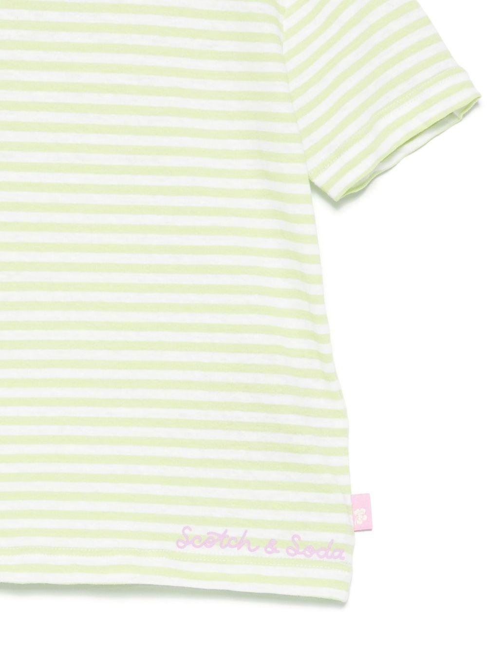T-shirt per bambina Scotch & Soda Kids verde a righe - Rubino Kids