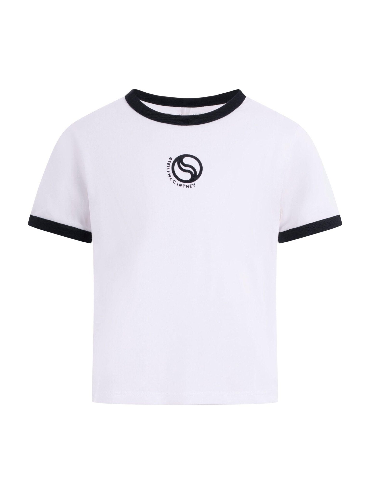 T-shirt per bambina Stella McCartney Kids bianca con dettagli del logo sul davanti - Rubino Kids