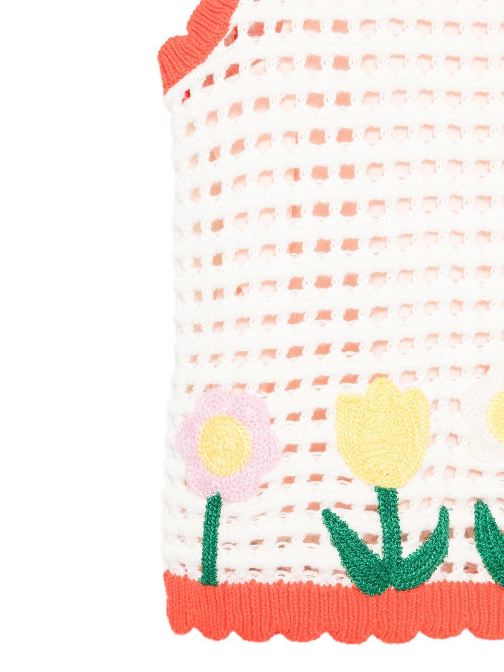 T-shirt per bambina Stella McCartney Kids bianca con fiori ricamati - Rubino Kids