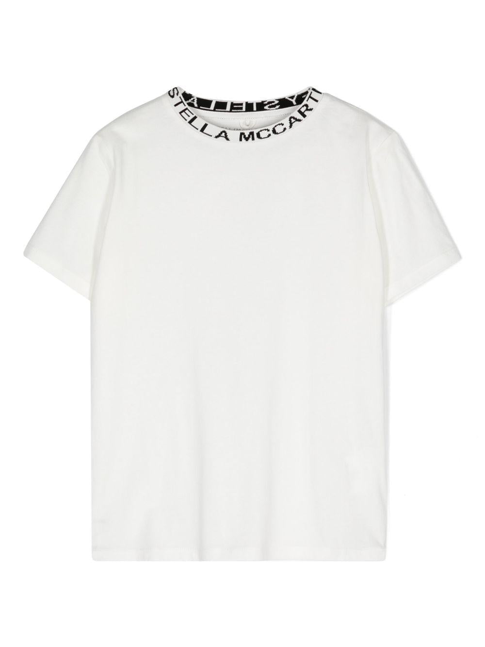 T-shirt per bambina Stella McCartney Kids bianca con logo sul davanti - Rubino Kids