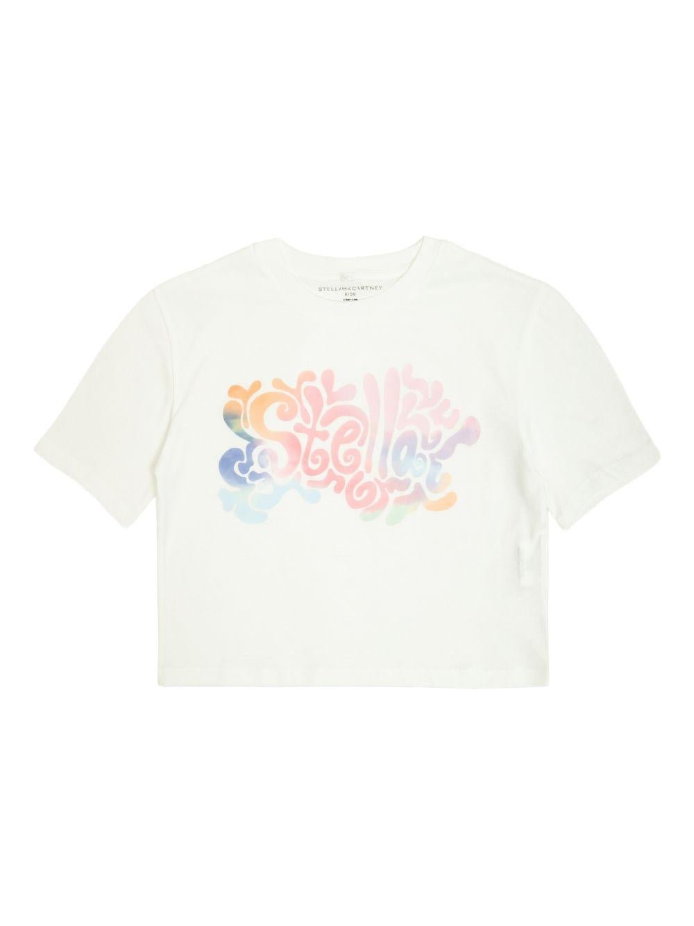 T-shirt per bambina Stella McCartney Kids bianca con stampa grafica sul davanti - Rubino Kids