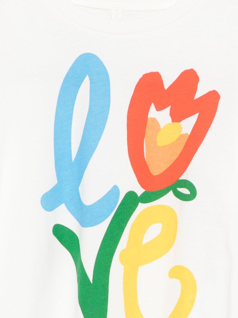 T-shirt per bambina Stella McCartney Kids bianca con stampa Love - Rubino Kids