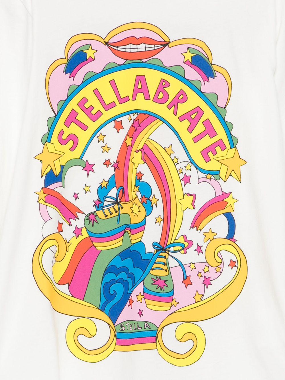 T-shirt per bambina Stella McCartney Kids bianco a maniche lunghe con stampa grafica - Rubino Kids