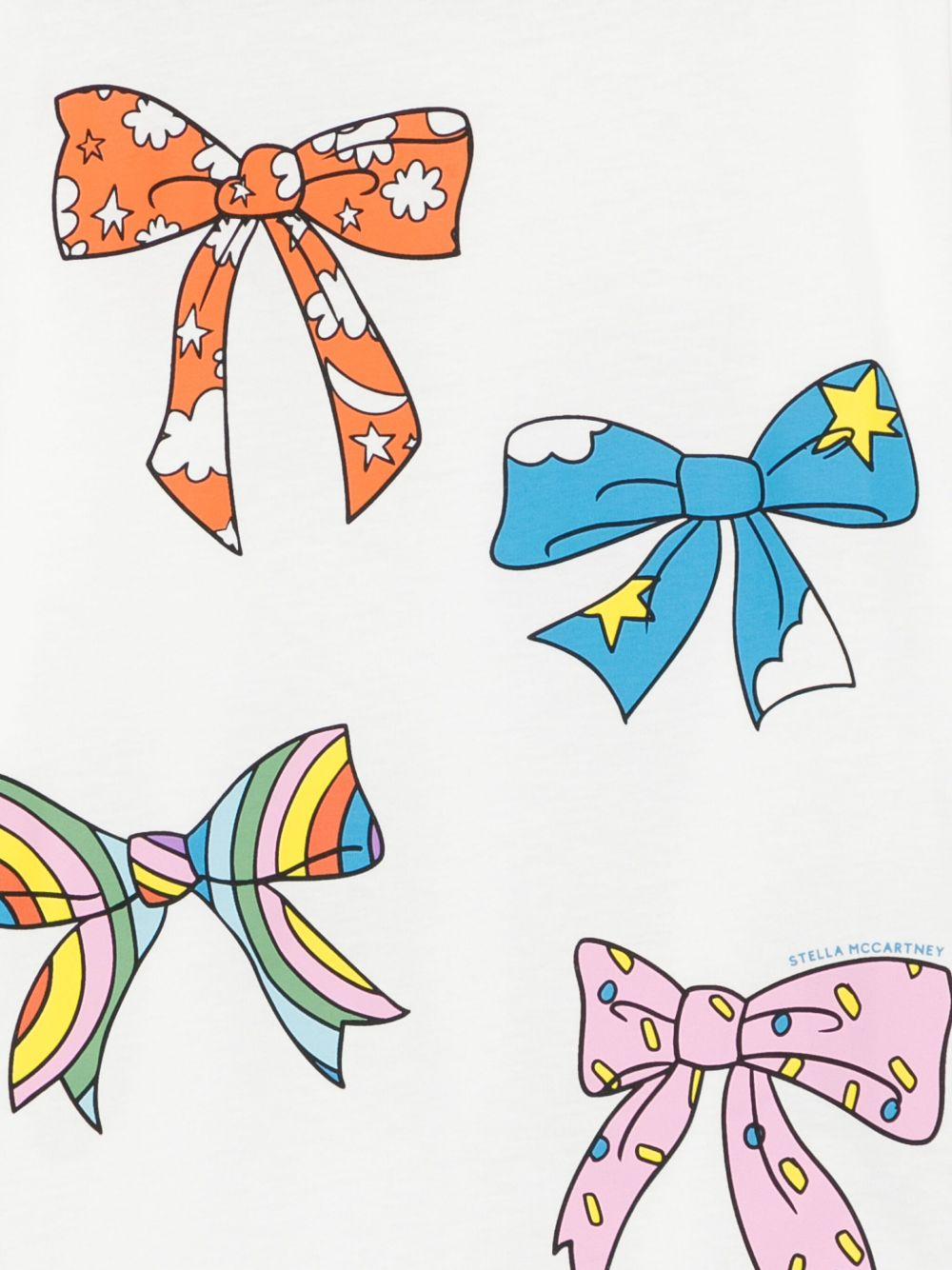 T-shirt per bambina Stella McCartney Kids bianco in cotone con stampa a fiocco - Rubino Kids