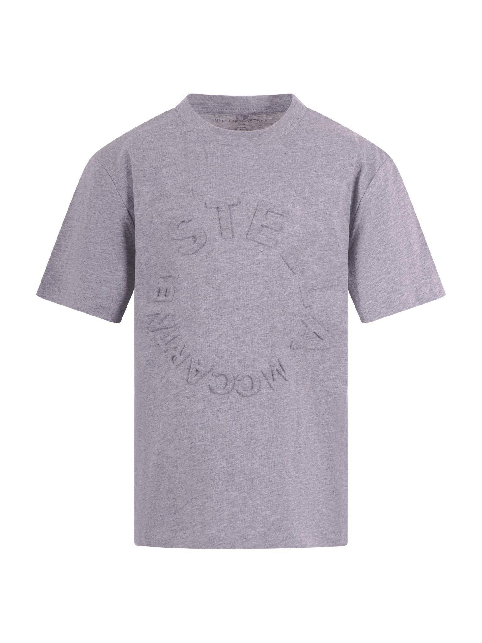 T-shirt per bambina Stella McCartney Kids grigia con logo goffrato sul davanti - Rubino Kids