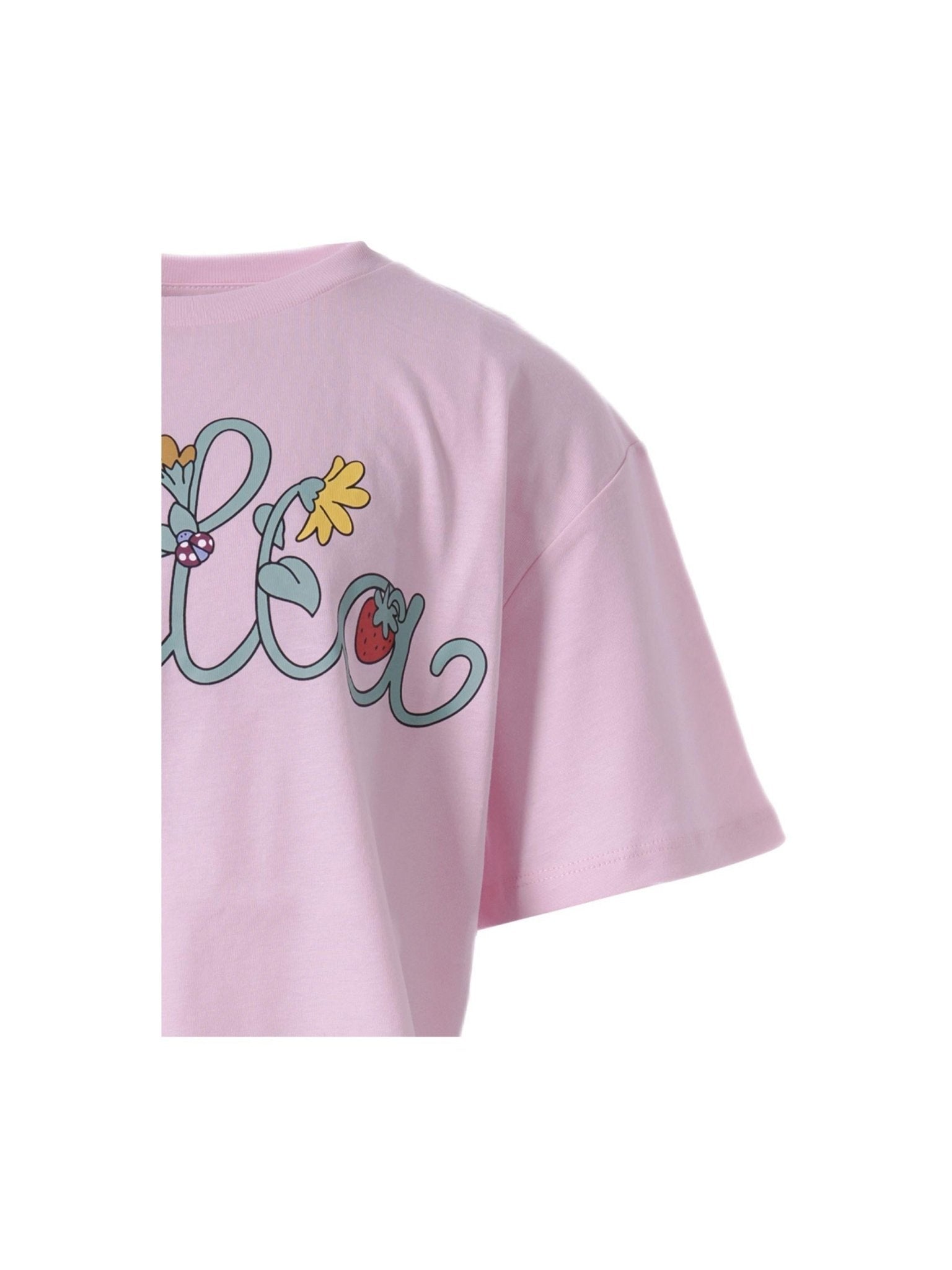 T-shirt per bambina Stella McCartney Kids rosa con logo Stella sul davanti - Rubino Kids