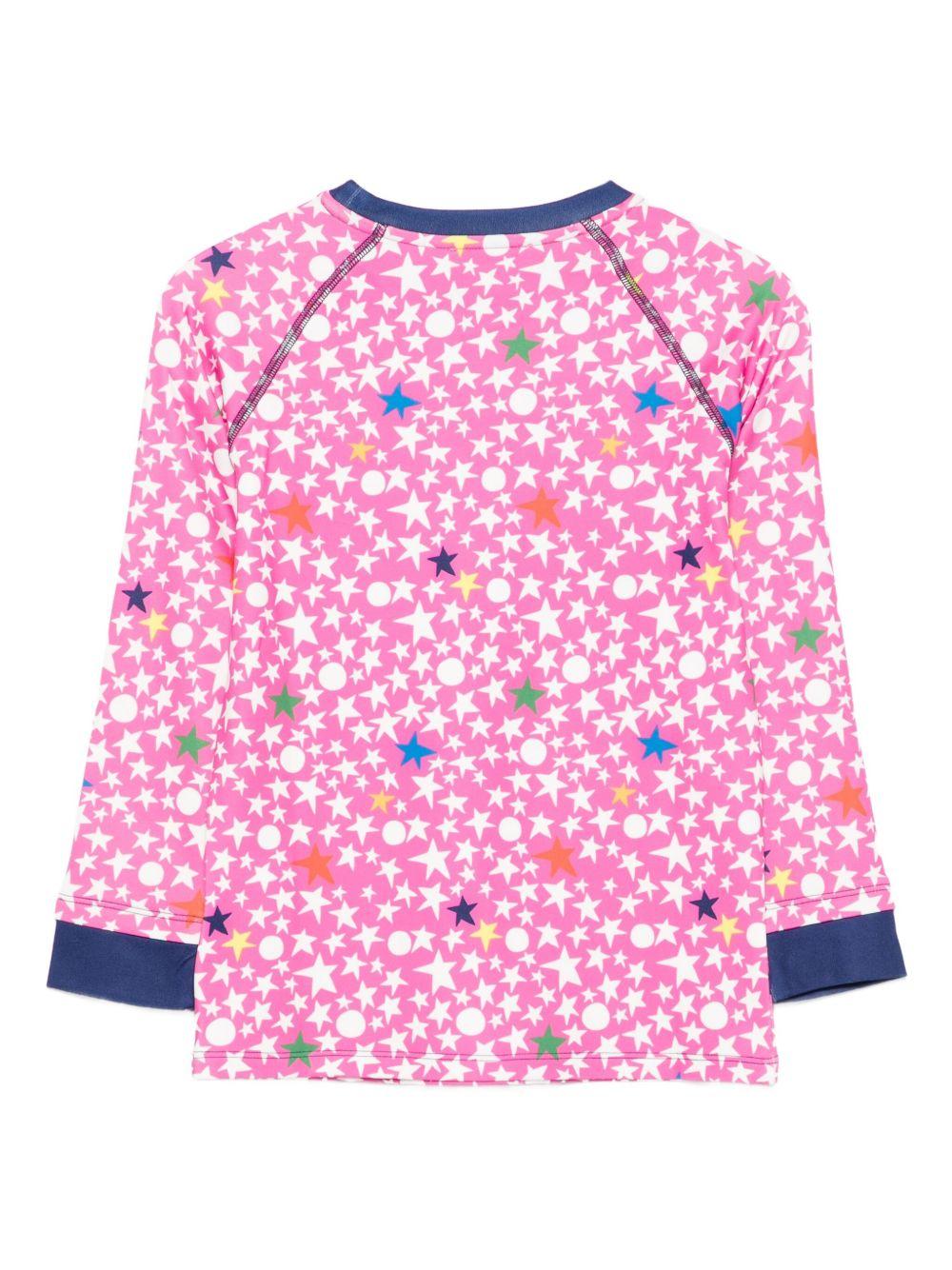 T-shirt per bambina Stella McCartney Kids rosa con stampa stelle - Rubino Kids