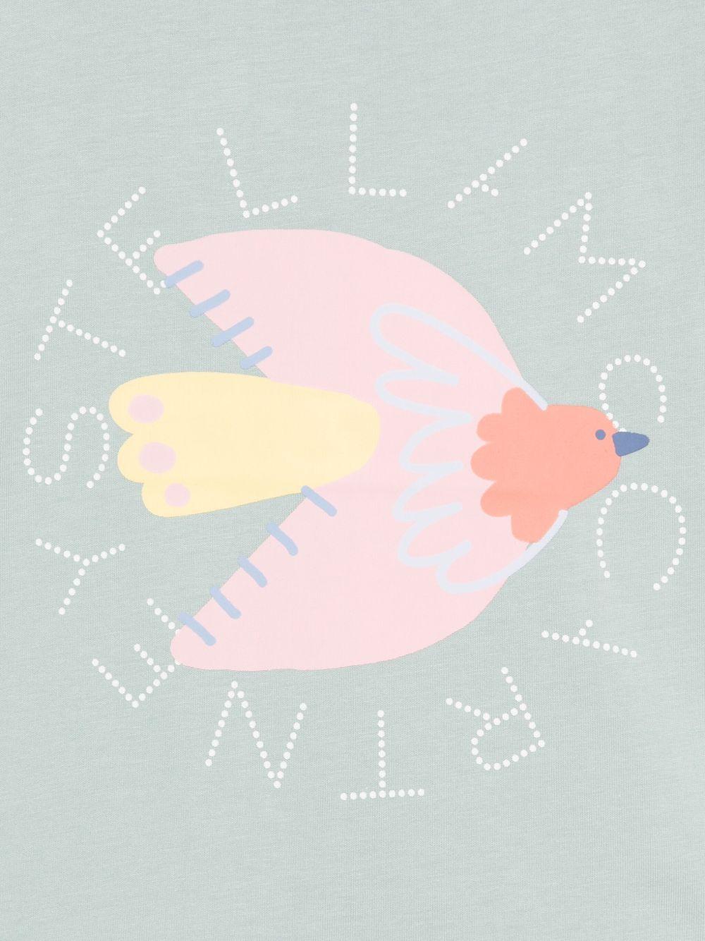 T-shirt per bambina Stella McCartney Kids verde con stampa uccello - Rubino Kids