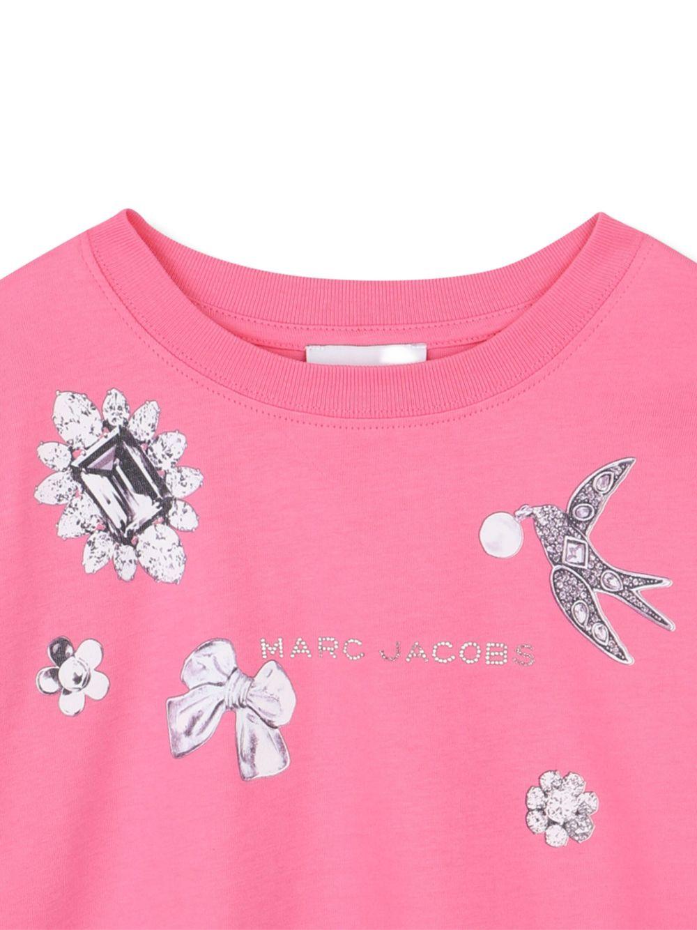 T-shirt per bambina The Marc Jacobs Kids fucsia con stampa grafica - Rubino Kids