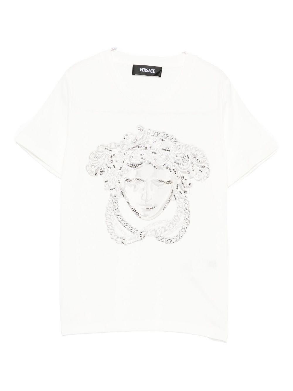 T-shirt per bambina Versace Kids bianca con logo sul davanti - Rubino Kids
