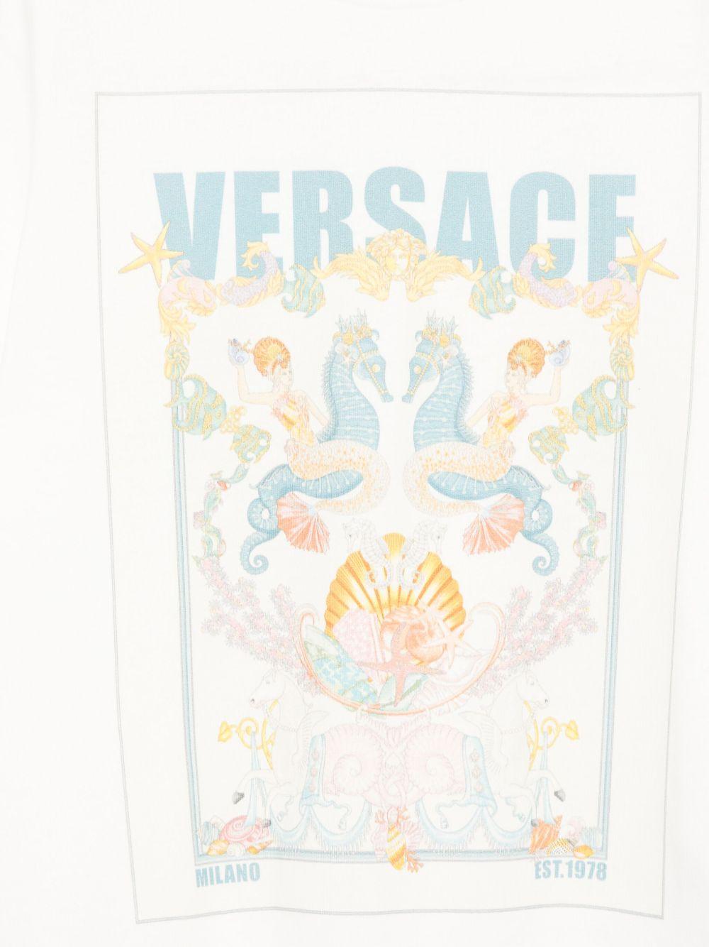 T-shirt per bambina Versace Kids bianco con stampa grafica - Rubino Kids