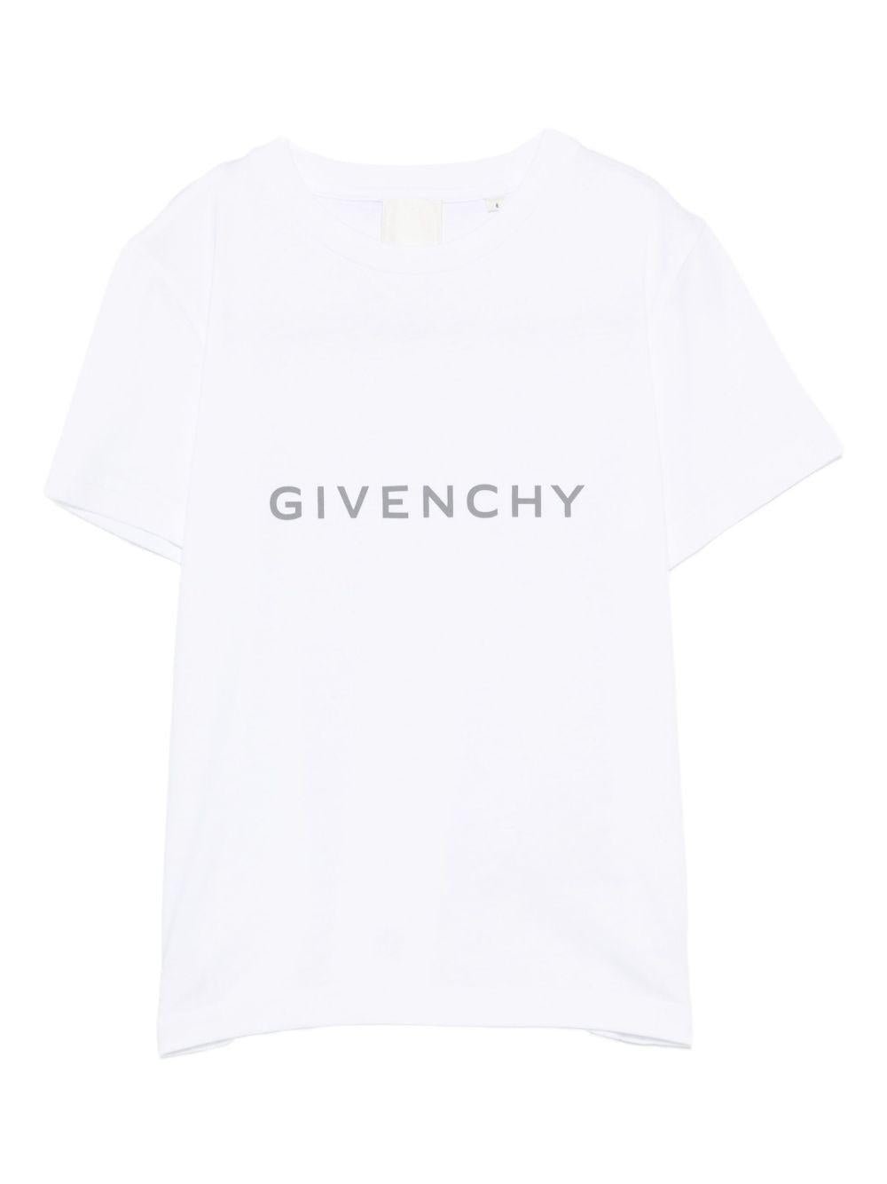 T-shirt per bambini Givenchy Kids bianca con logo sul davanti - Rubino Kids