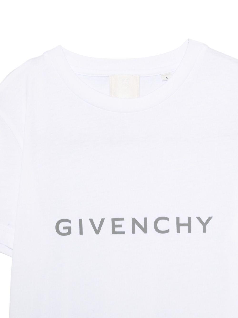 T-shirt per bambini Givenchy Kids bianca con logo sul davanti - Rubino Kids