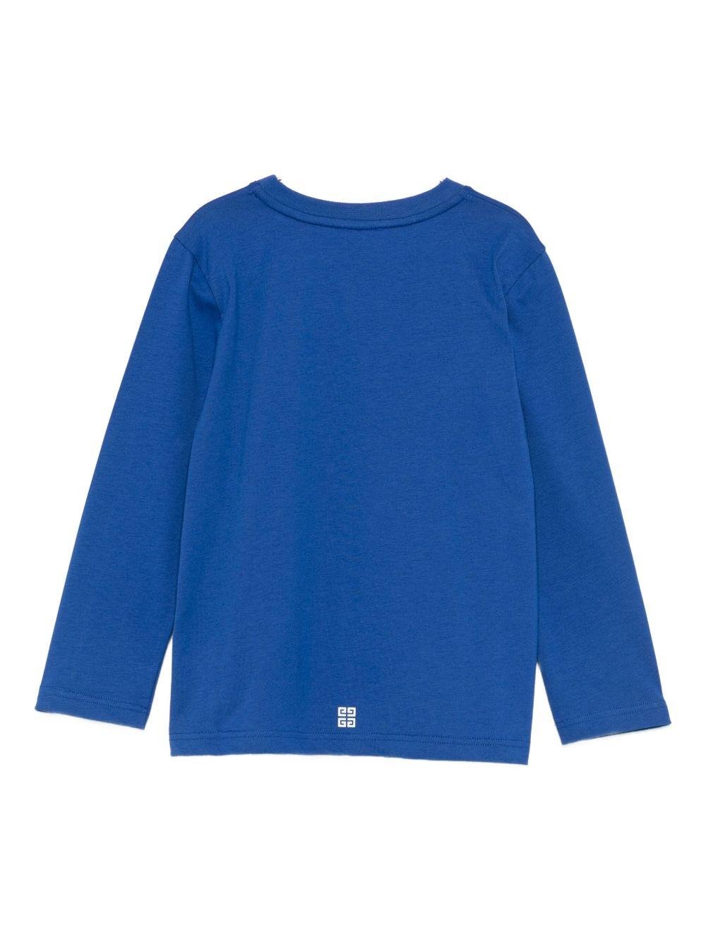 T-shirt per bambini Givenchy Kids blu con scritta con logo - Rubino Kids
