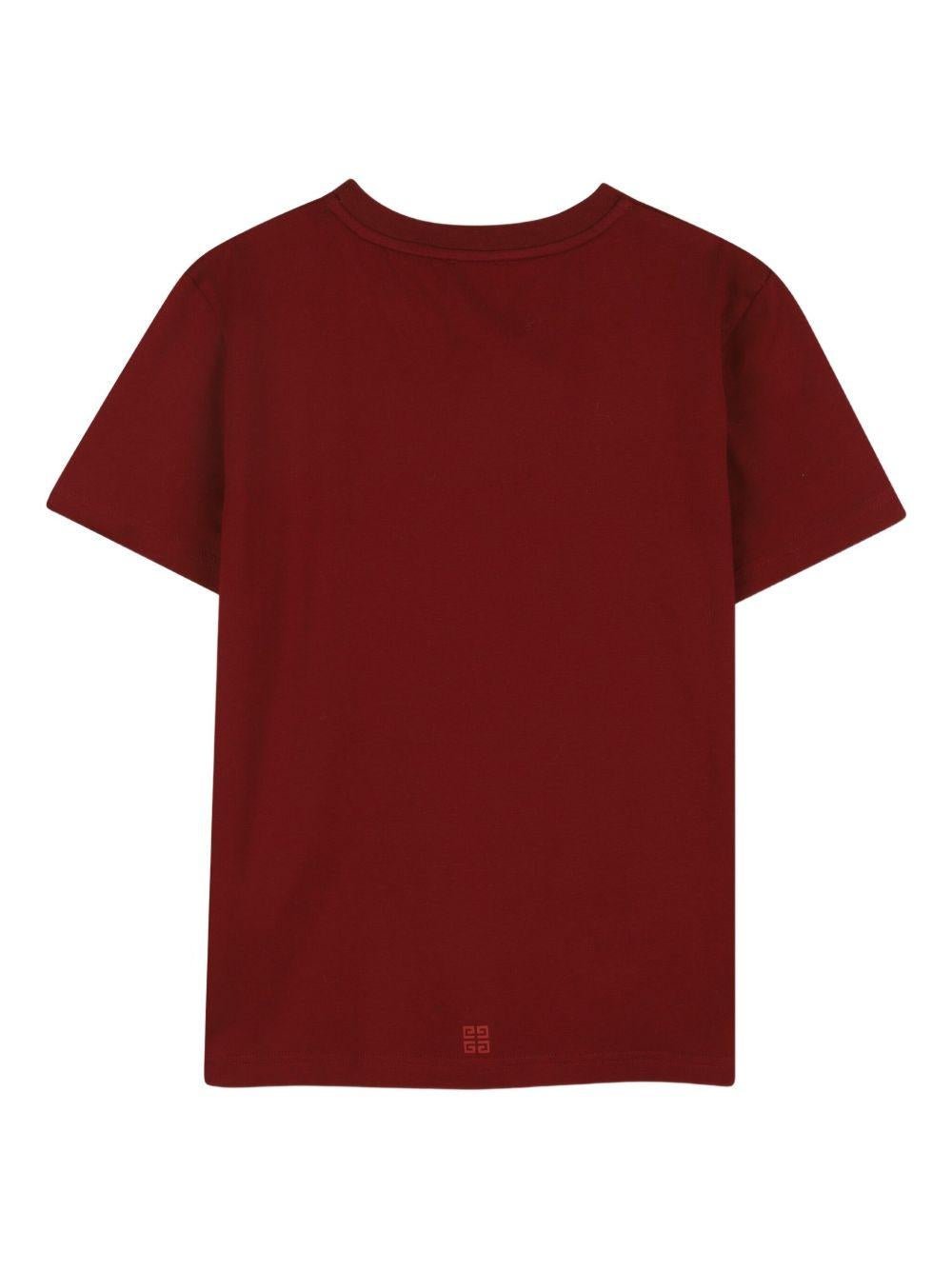 T-shirt per bambini Givenchy Kids rossa con logo frontale - Rubino Kids