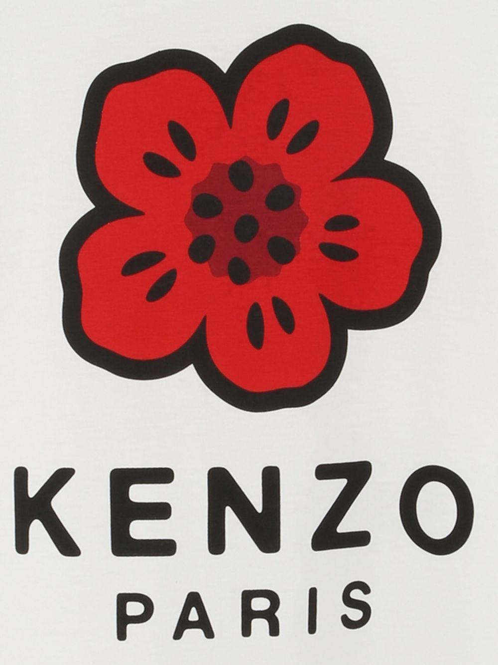 T-shirt per bambini Kenzo Kids bianco con stampa a fiori - Rubino Kids