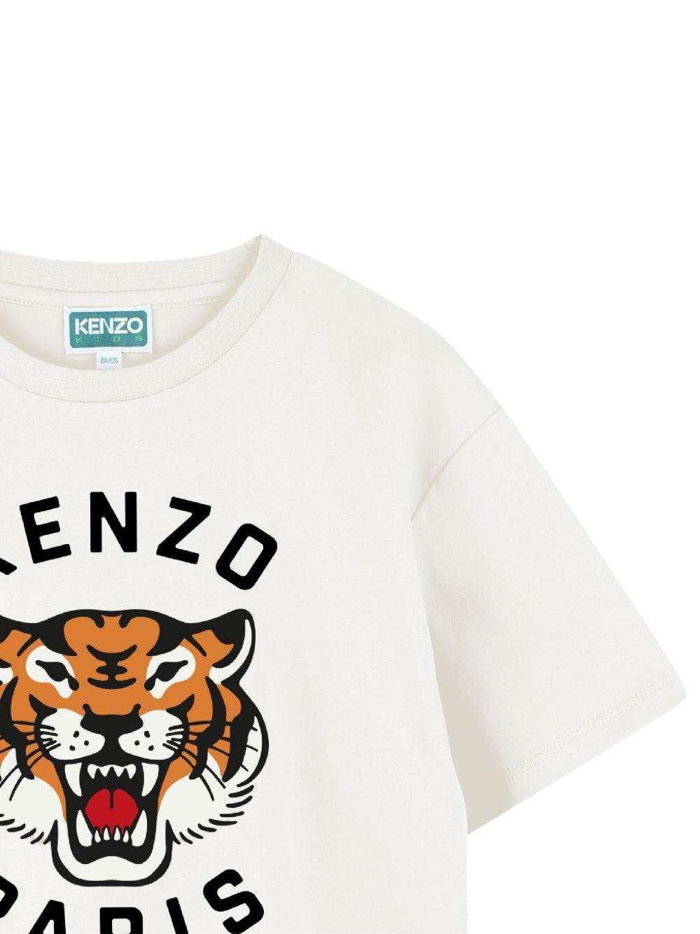 T-shirt per bambini Kenzo Kids bianco con stampa Tiger Head - Rubino Kids