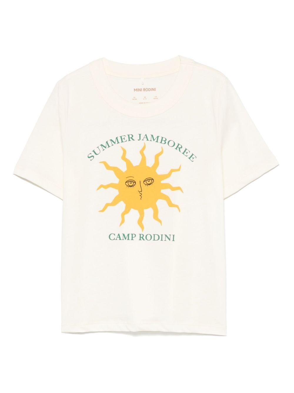 T-shirt per bambini Mini Rodini beige con stampa sole - Rubino Kids