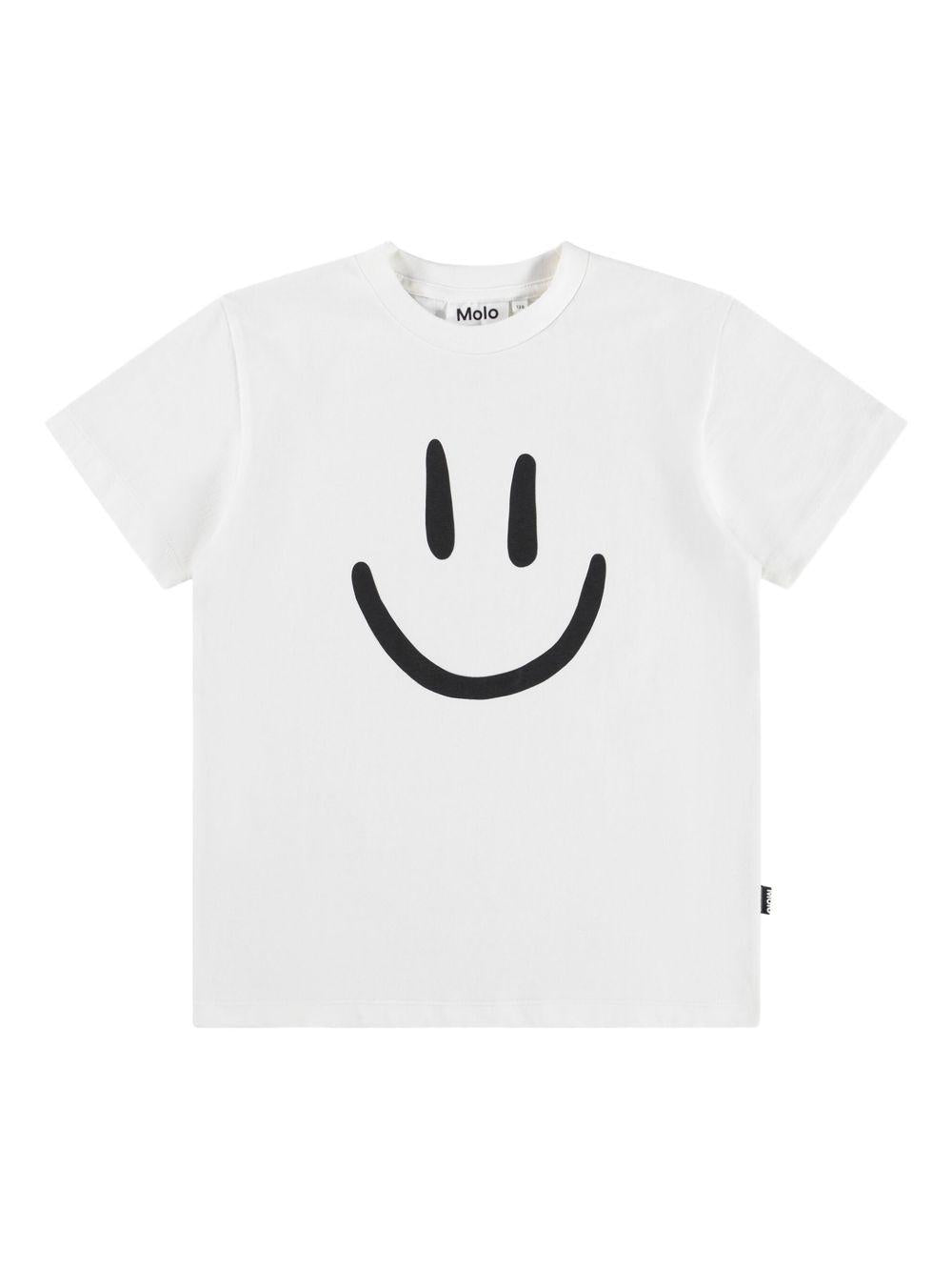 T-shirt per bambini Molo bianco in jersey con stampa smile - Rubino Kids