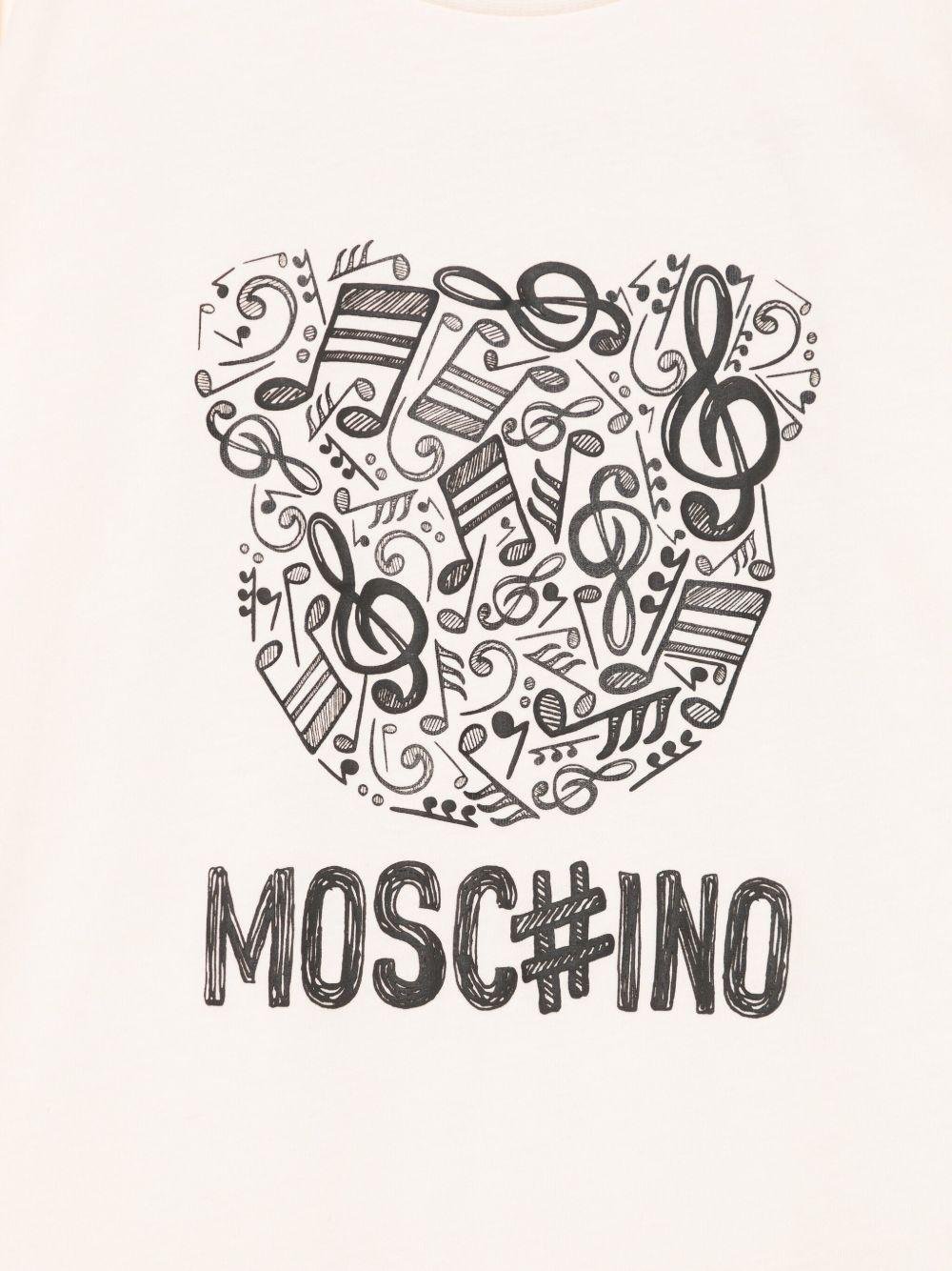 T-shirt per bambini Moschino Kids beige con stampa grafica - Rubino Kids