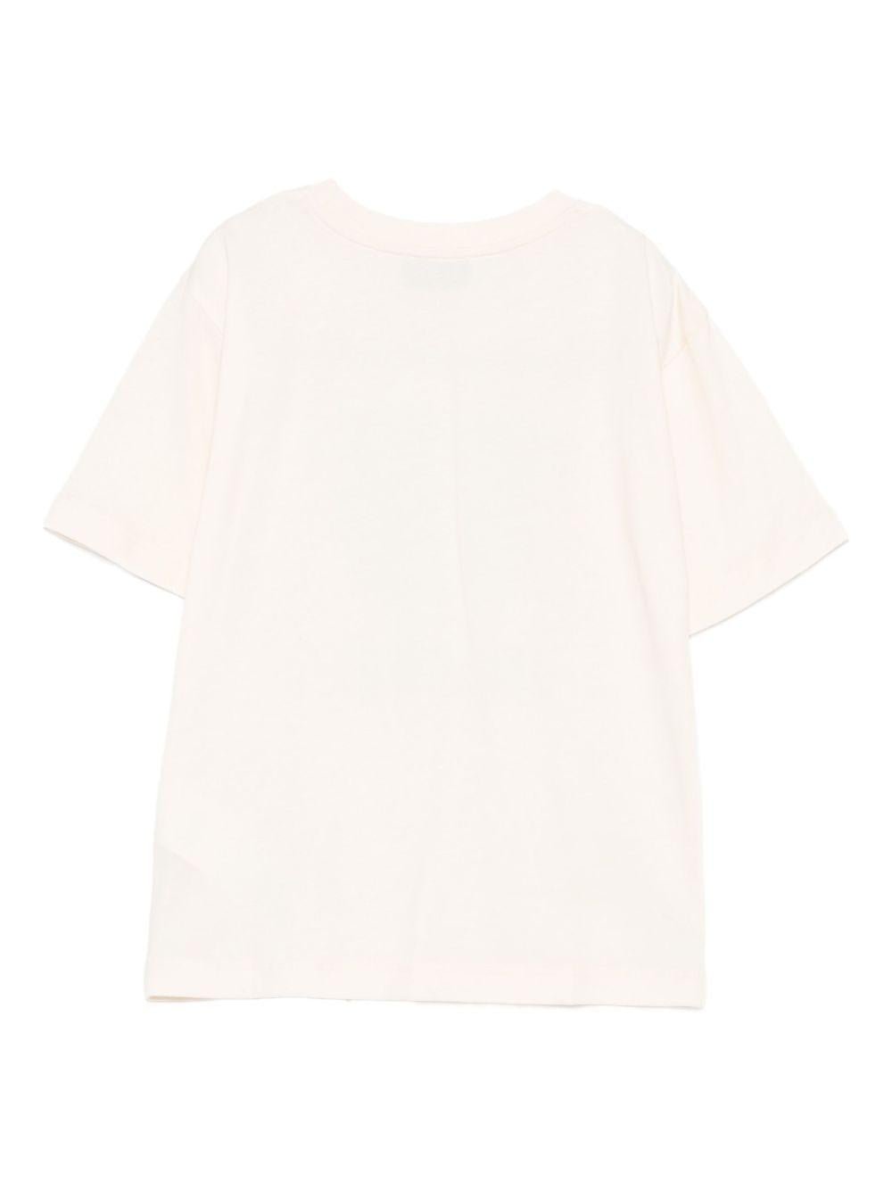 T-shirt per bambini Moschino Kids beige con stampa grafica - Rubino Kids