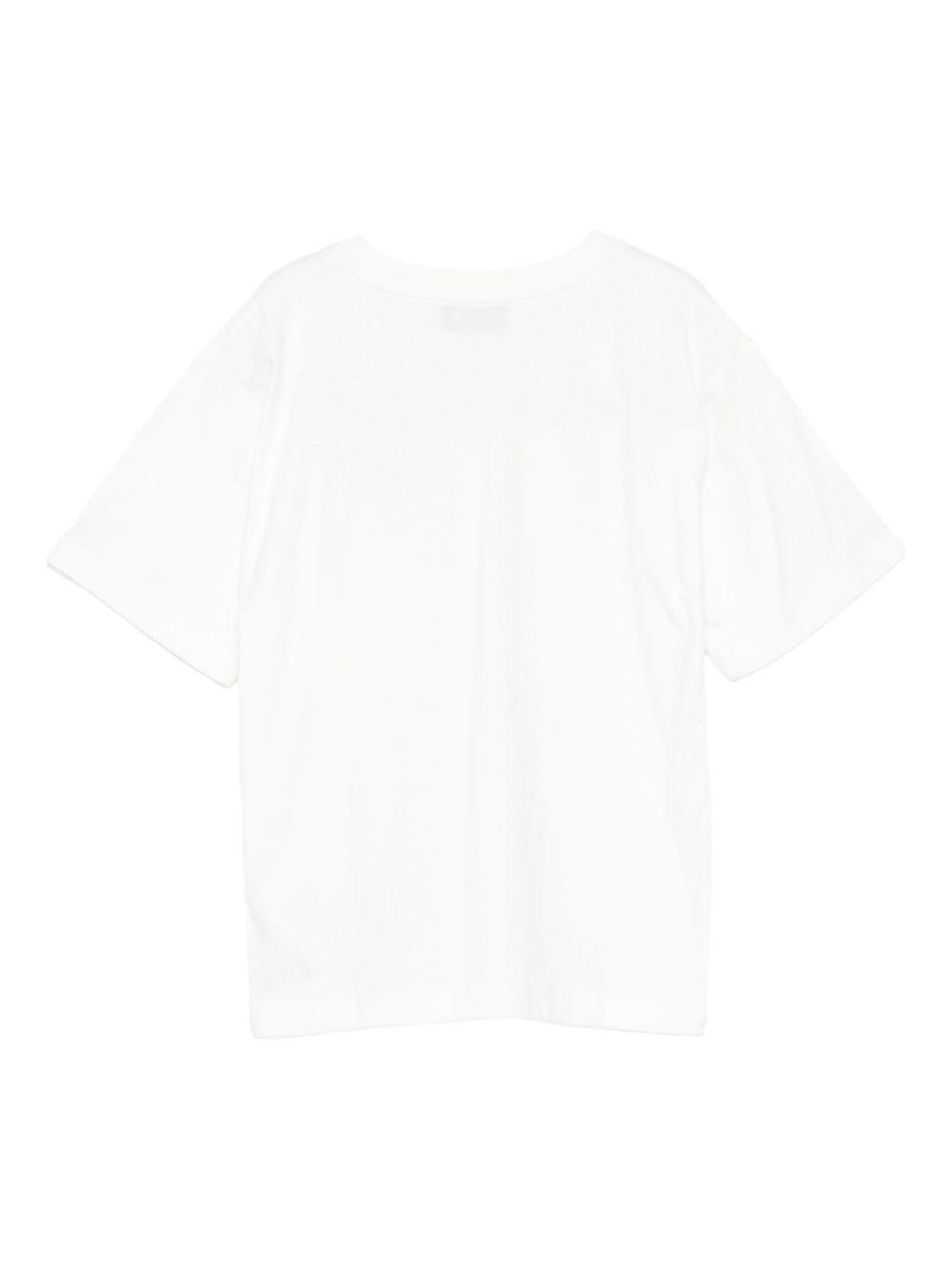 T-shirt per bambini Moschino Kids bianca con logo e teddy - Rubino Kids