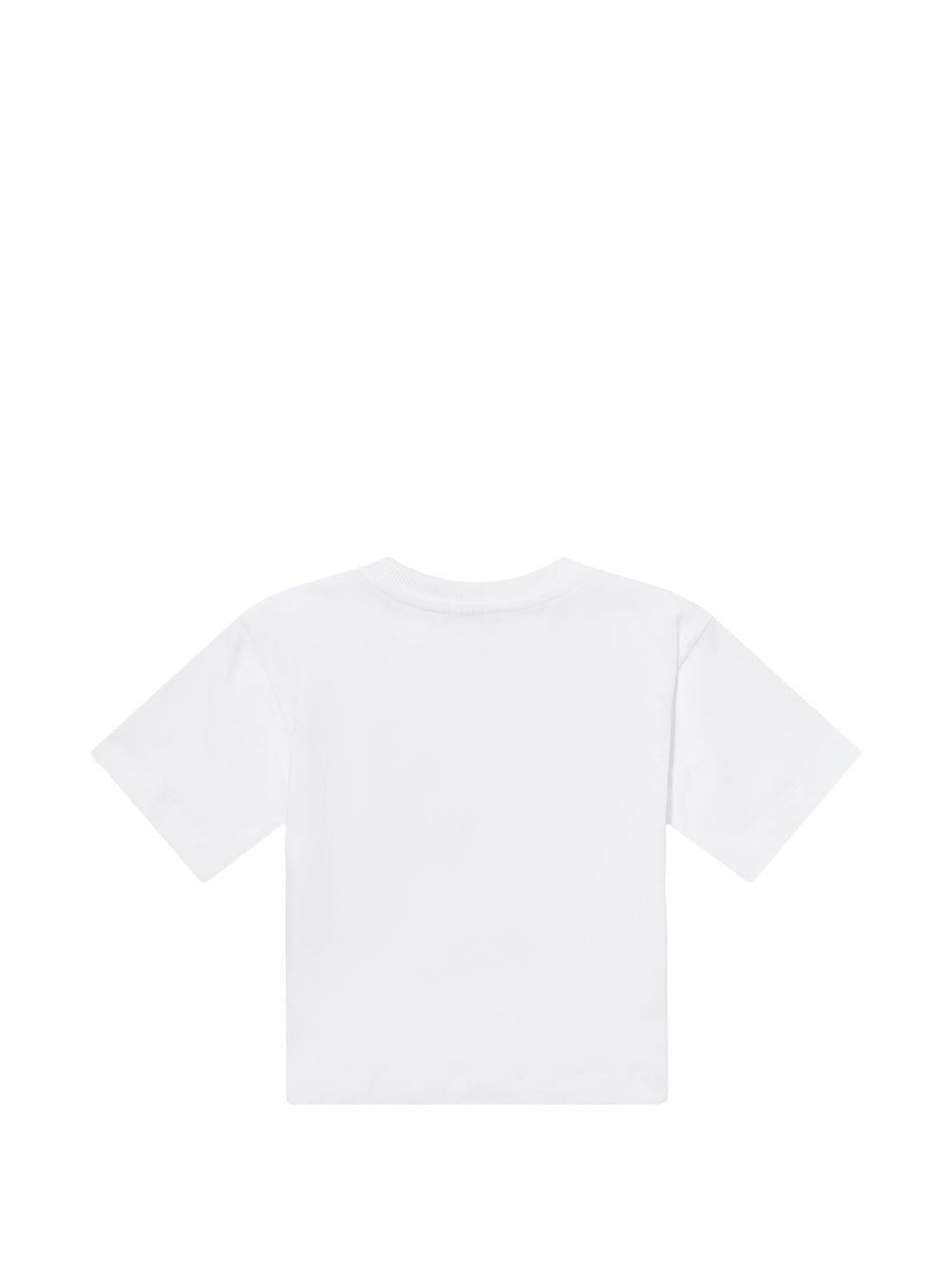 T-shirt per bambini Moschino Kids bianca con stampa grafica tre Teddy Bear - Rubino Kids