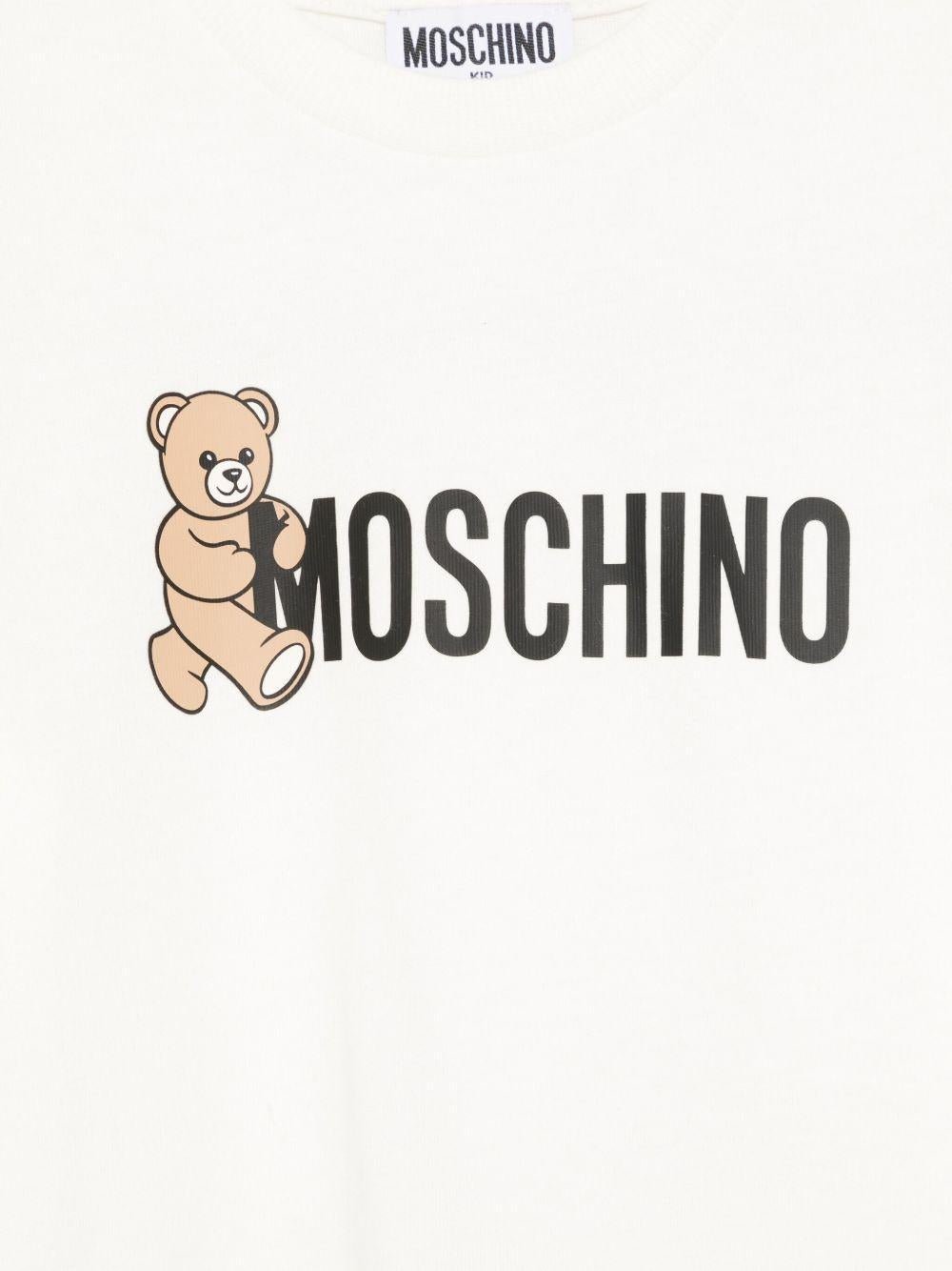 T-shirt per bambini Moschino Kids bianca con stampa Teddy - Rubino Kids